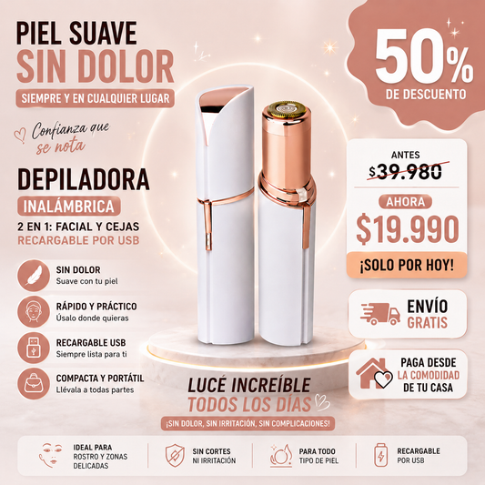 GlowTouch™ - Depilación Indolora, Portátil y Recargable USB