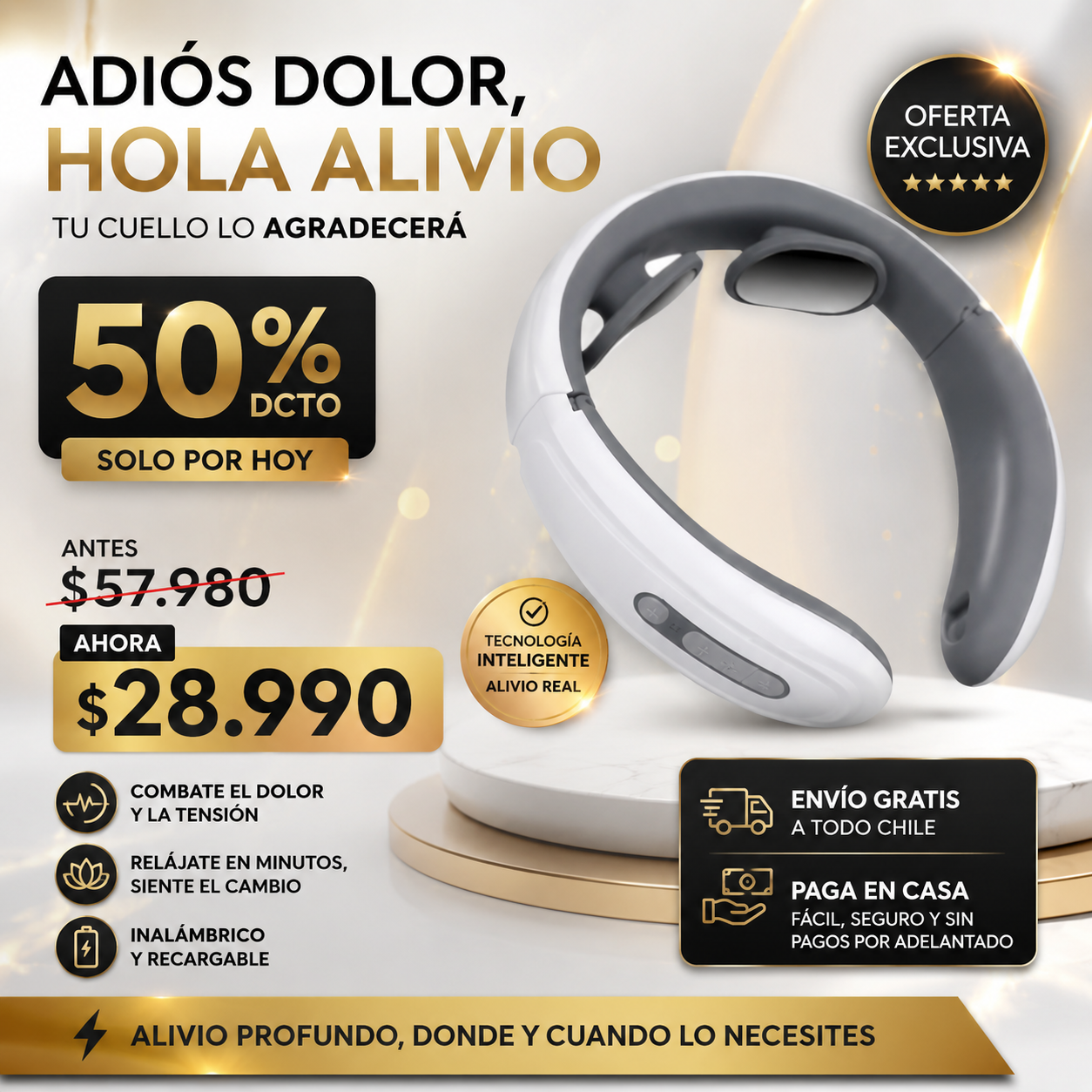 NeckRelax™ – Masajeador Eléctrico de Cuello, Alivia Tensión y Dolor en Minutos