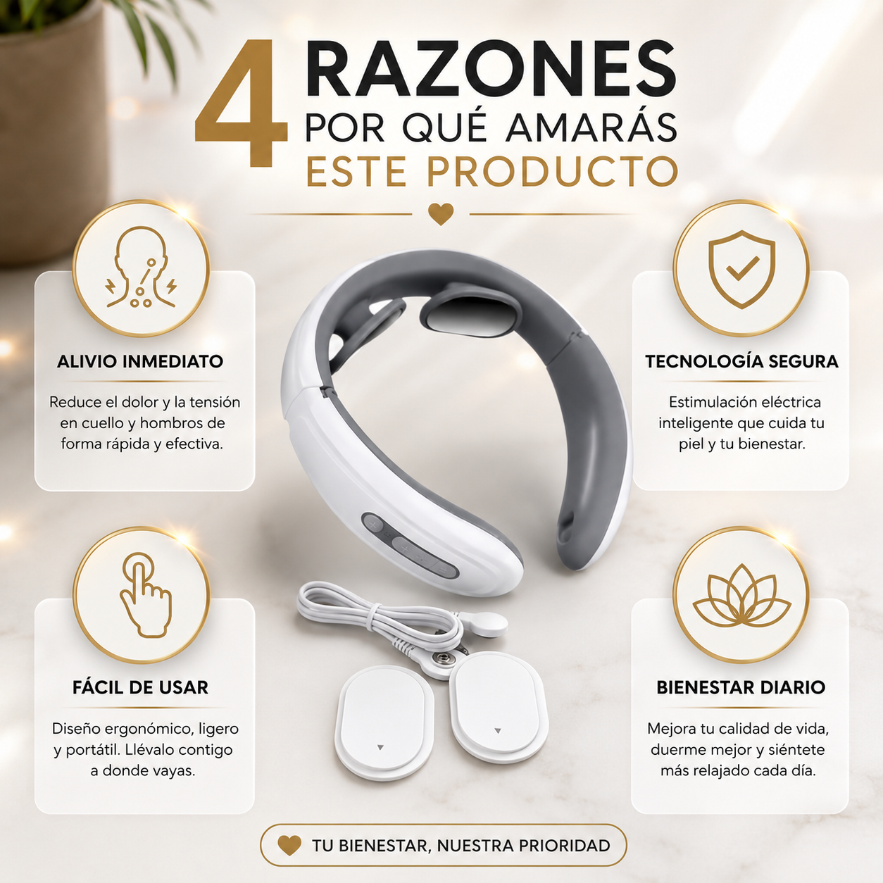 NeckRelax™ – Masajeador Eléctrico de Cuello, Alivia Tensión y Dolor en Minutos